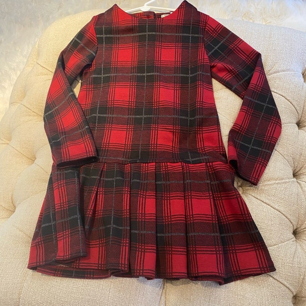 Plaid Next, long sleeved girls dress, size 10yrs.